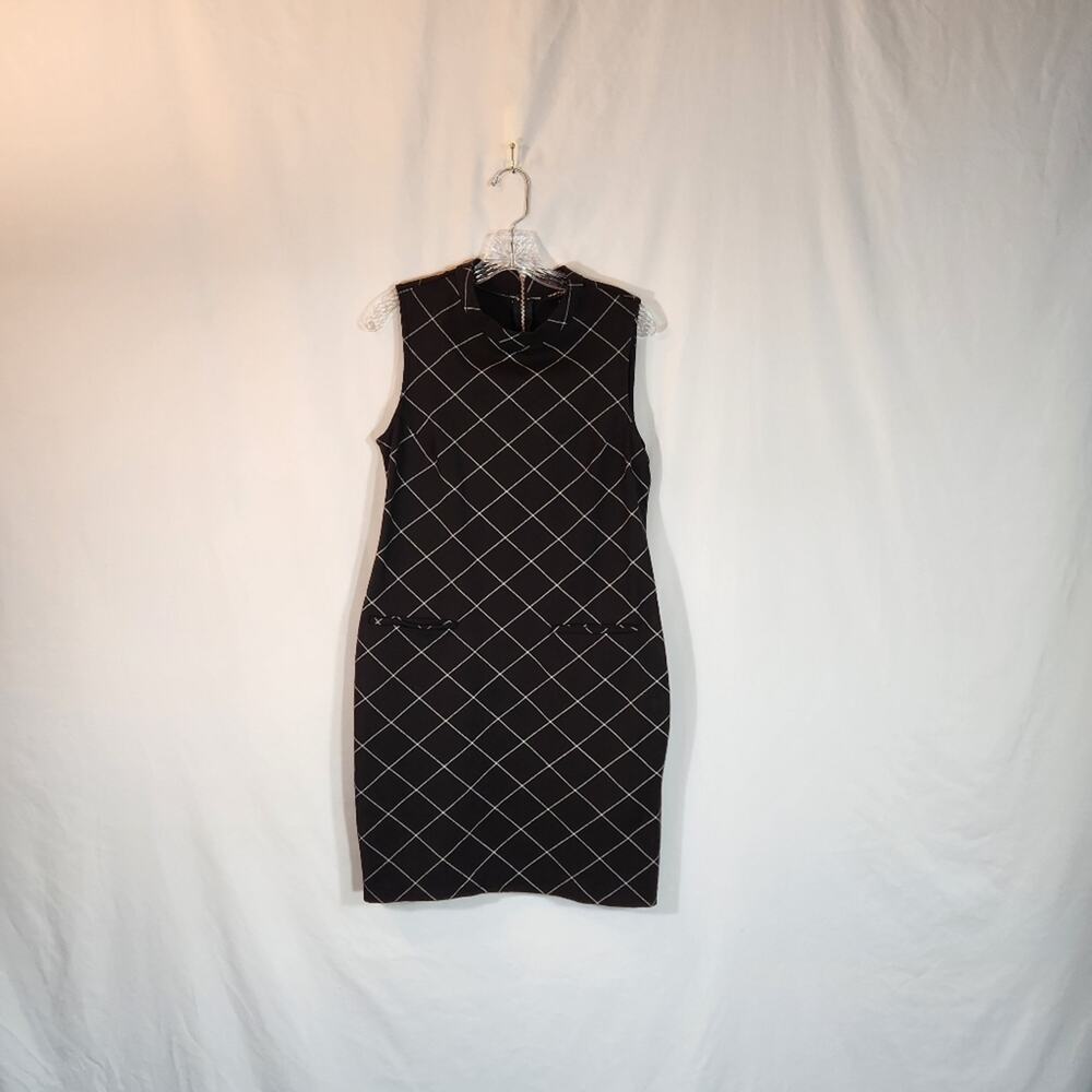 SHARAGANO Black White Retro Classic Neutral Office Career Mini‎ Dress Womens 10